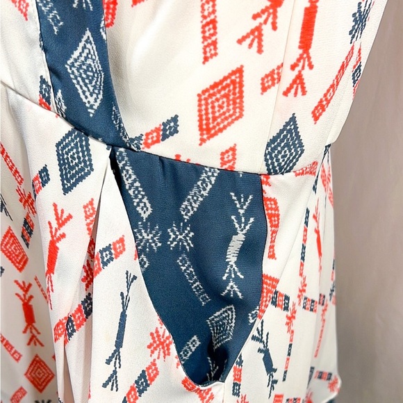 EUC CHARLES HENRY Mock Wrap Ivory Aztec Tank Dress Size 4 - Picture 4 of 9